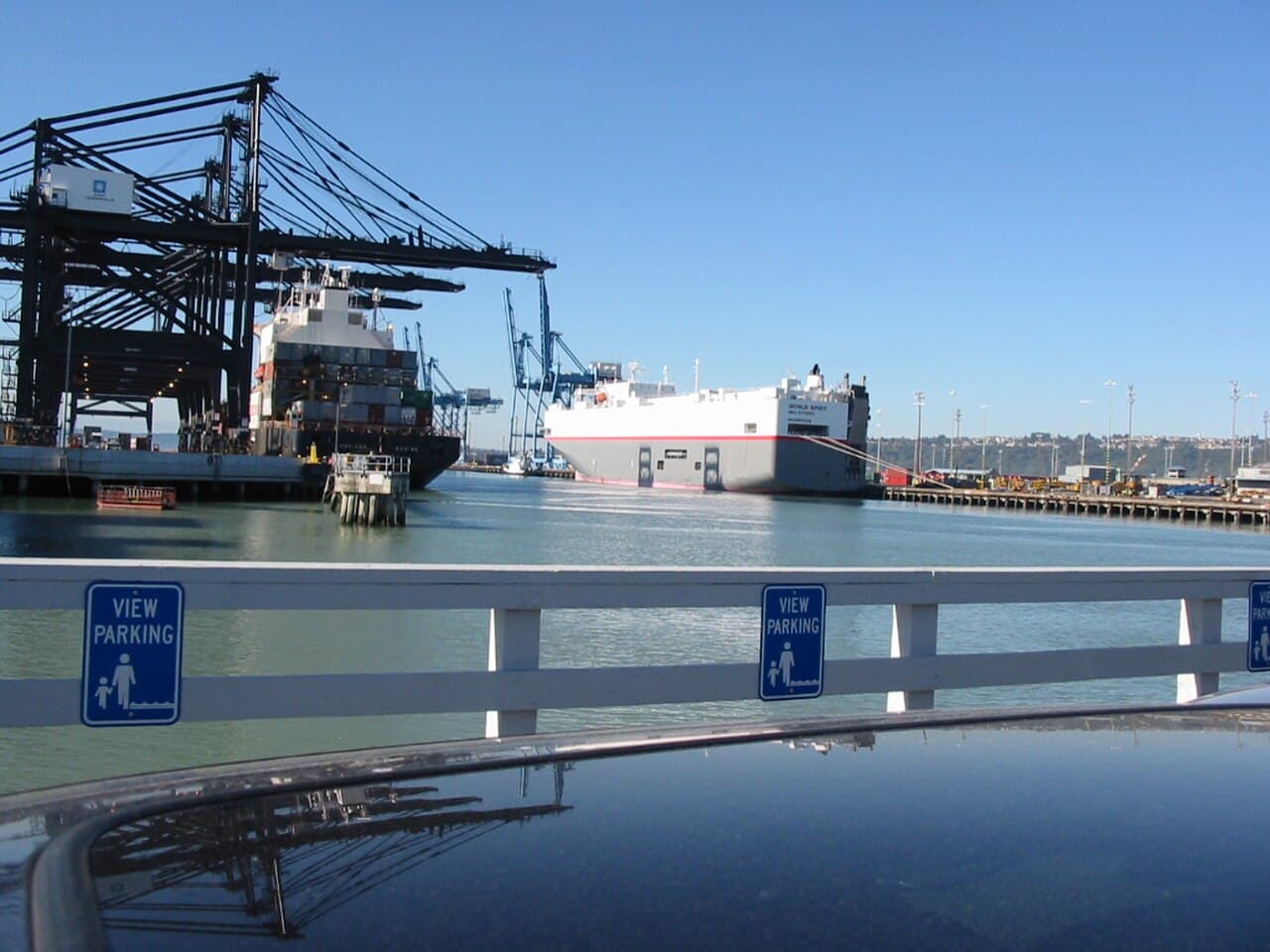 The car-carrier ship World Spirit docked at the Port of Tacoma — the kind of vessel that ships JDM imports across the ocean
